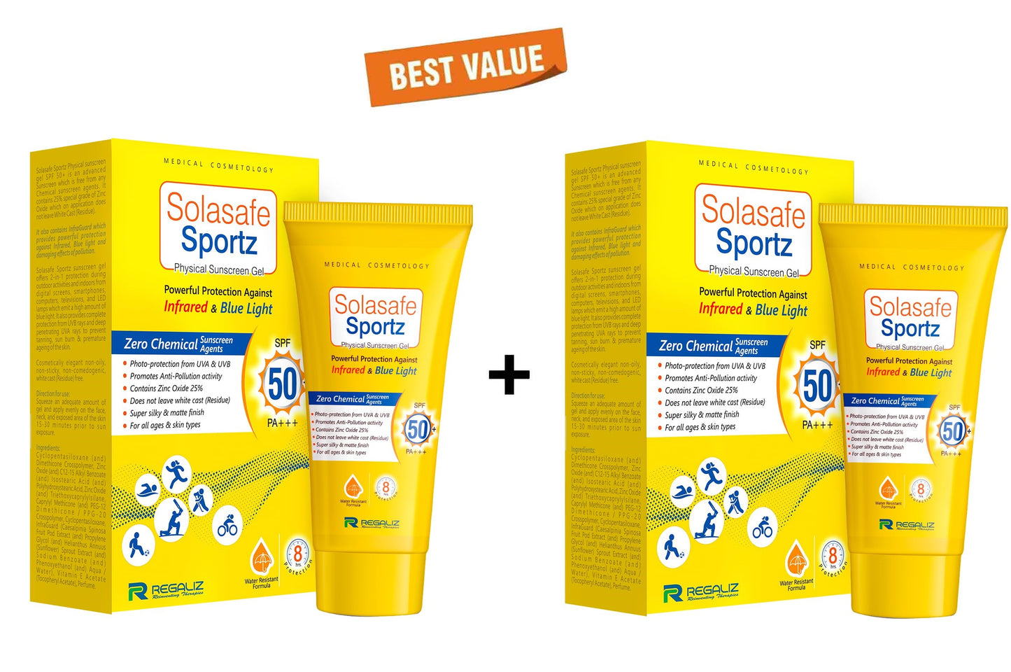 Solasafe Sportz Physical Sunscreen Gel SPF 50 PA 50Gm Pack Of 2