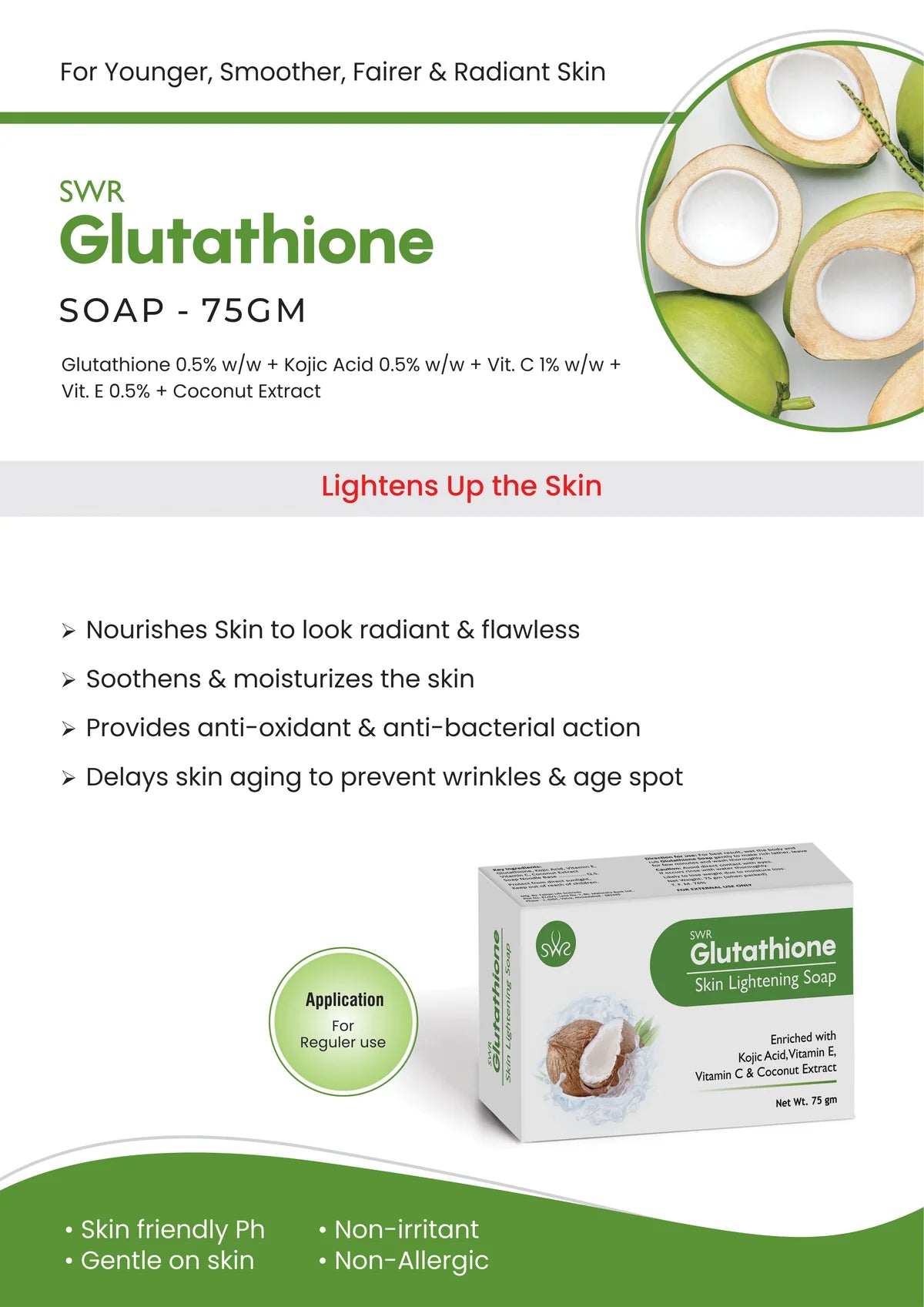 Glutathione Skin Lightening Soap Coconut 75Gm