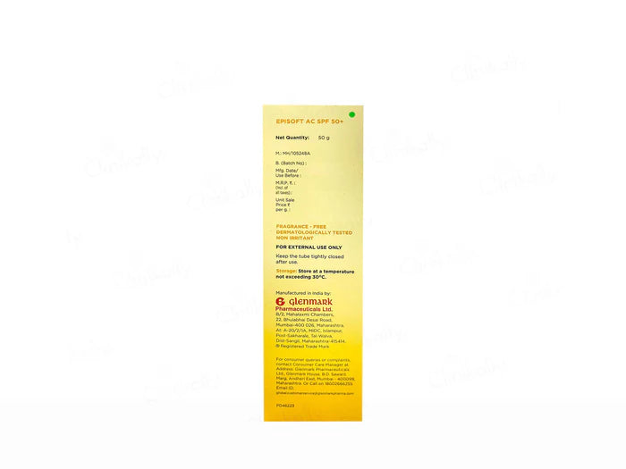 Episoft AC Hydrating Sunscreen SPF 50 PA++++ 50Gm