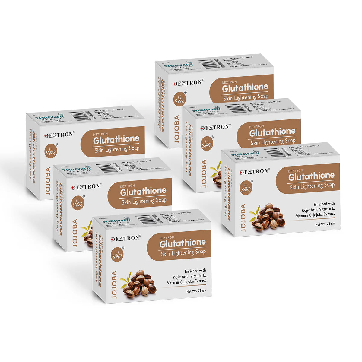 Glutathione Skin Lightening Soap Jojoba 75gm Pack Of 6