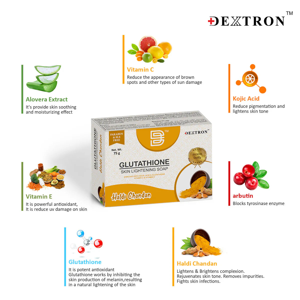 Glutathione Skin Lightening Soap Haldi Chandan 75gm