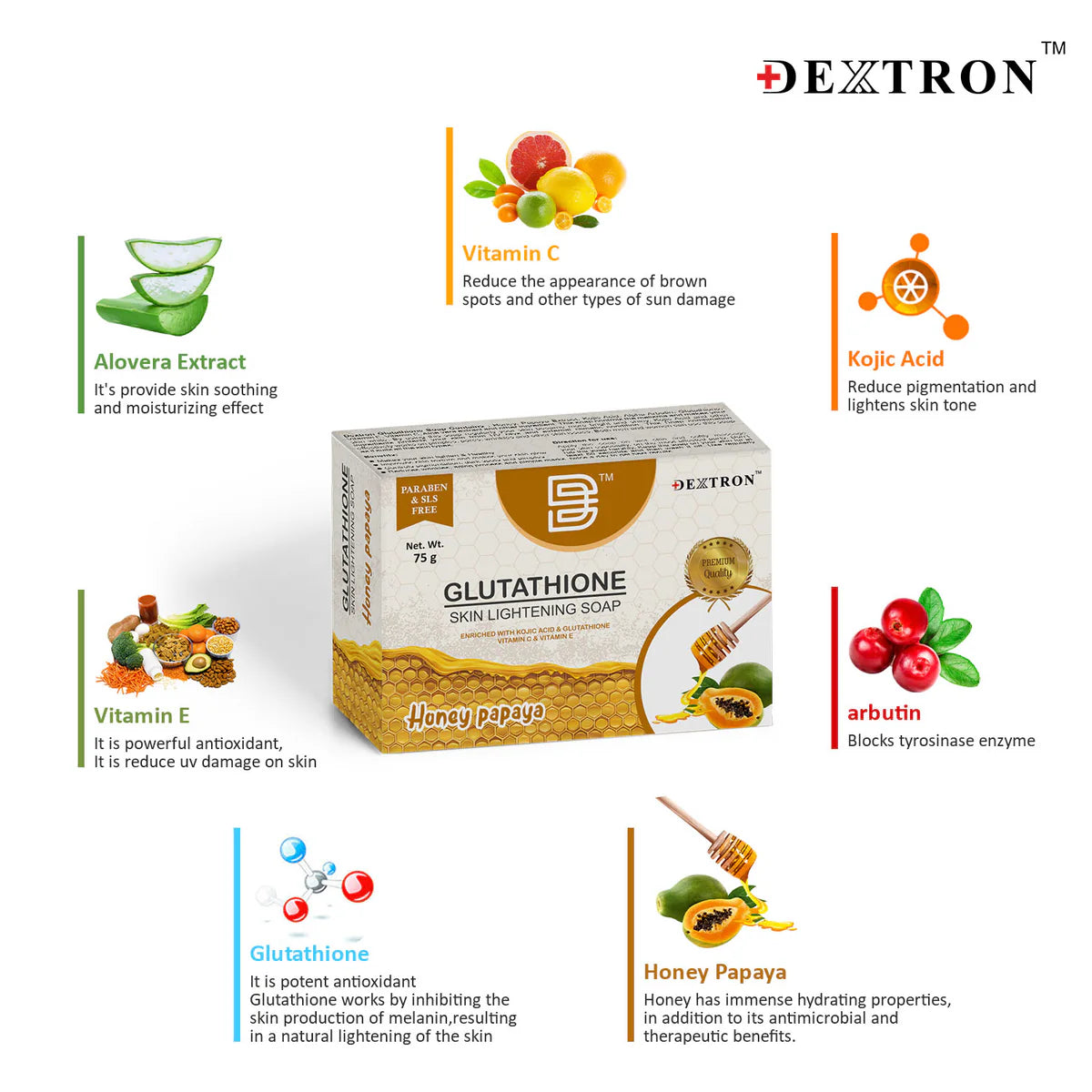 Glutathione Skin Lightening Honey Papaya Soap 75gm