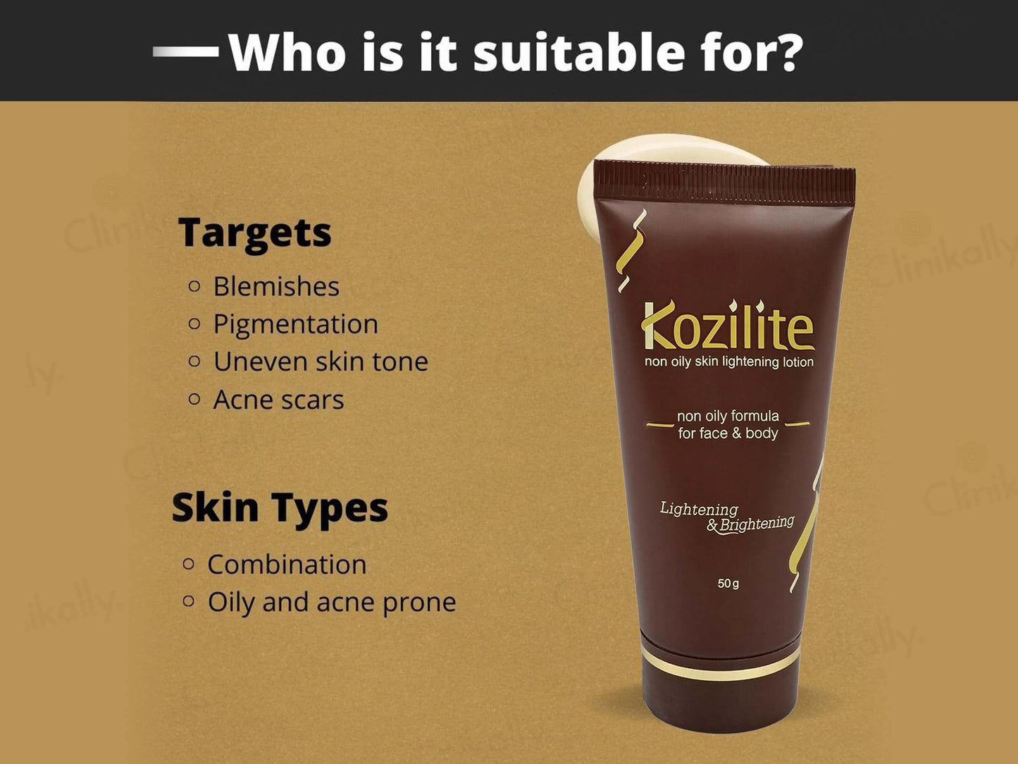 Kozilite Non Oily Skin Lightening Lotion 50Gm Pack OF 2