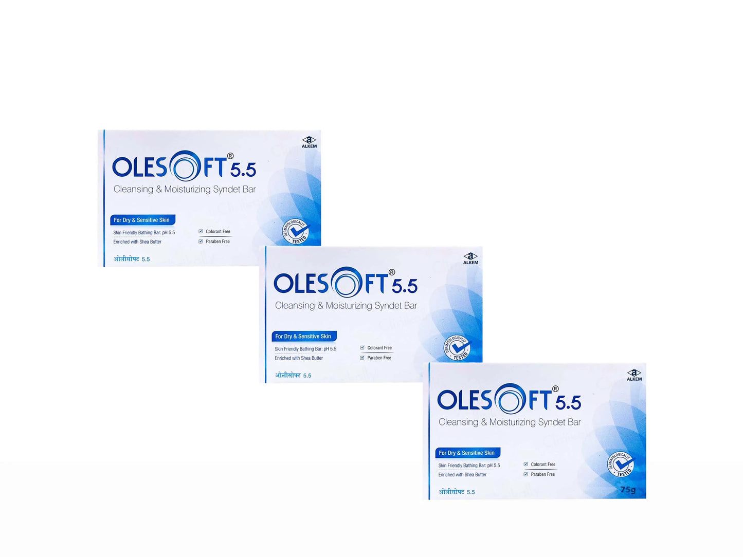 Alkem Olesoft 5.5 Cleansing & Moisturizing Syndet Bar 75Gm Pack Of 3