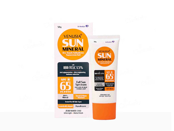 Venusia Sun Mineral Dry Touch Sunscreen Gel SPF 65+ PA++++ 50Gm
