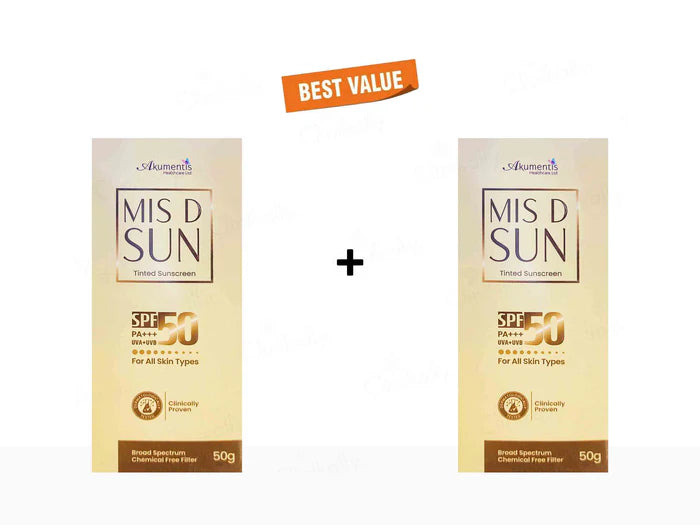 Mis D Sun Tinted Sunscreen SPF 50 Pack Of 2 50Ml