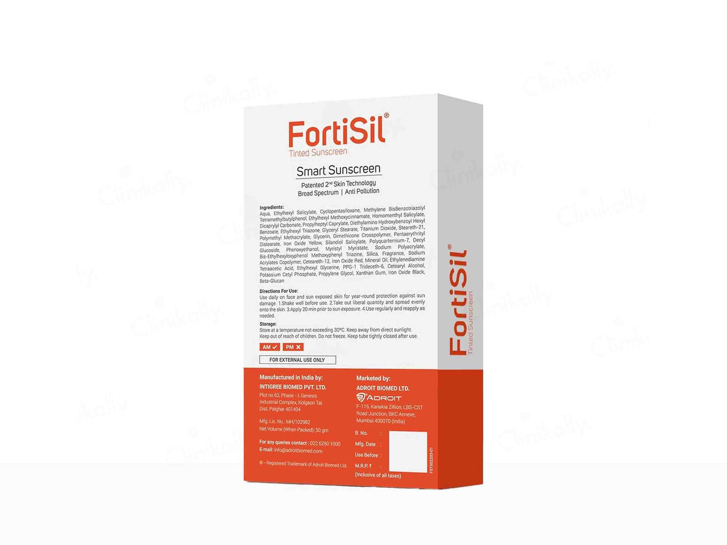 Adroit Fortisil Smart SPF 50+ PA+++ Tinted Sunscreen