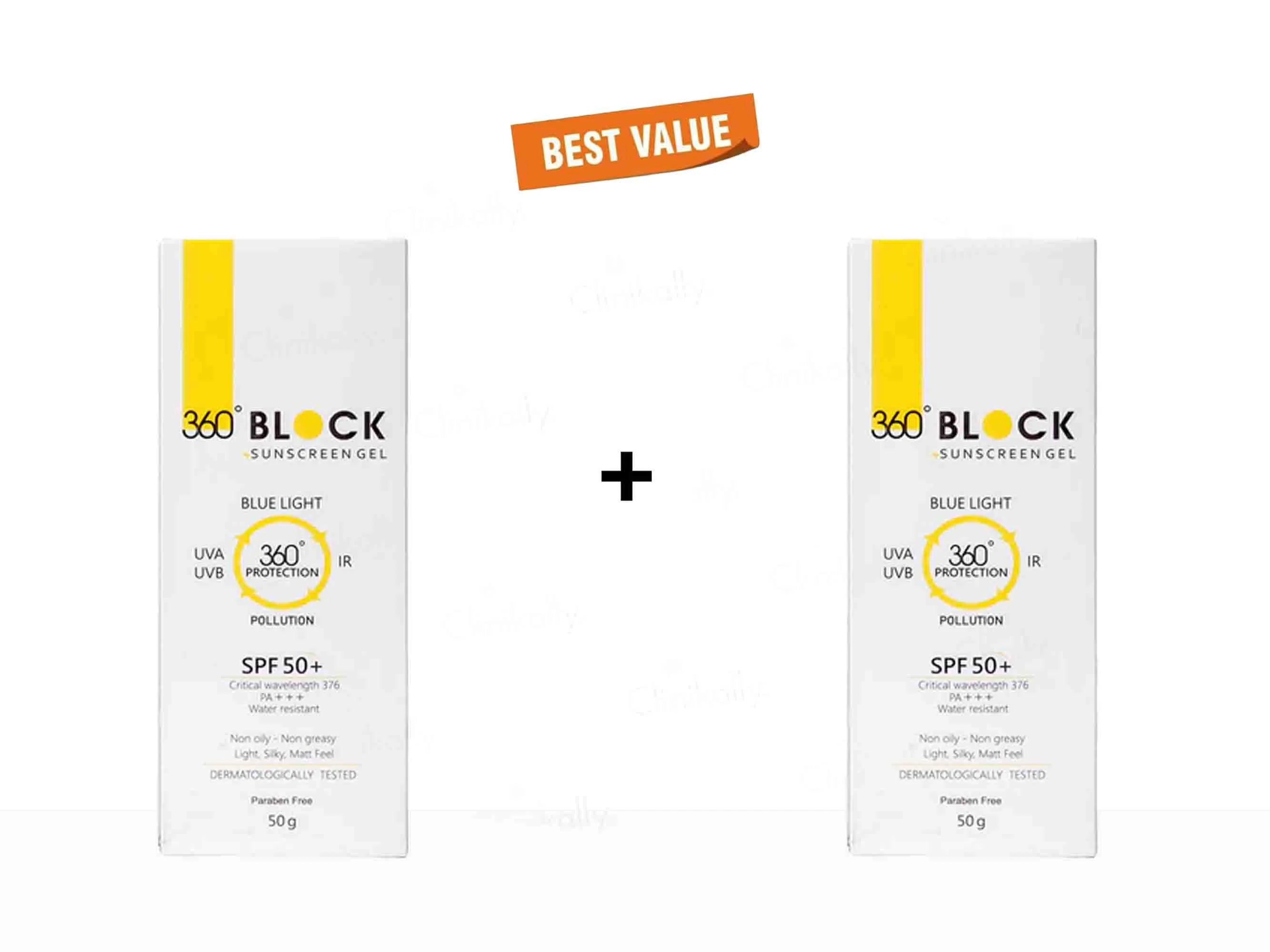 Buy 360 Block Sunscreen Gel SPF 50 PA 50Gm Pack Of 2 Now – Wonder Skin Glam