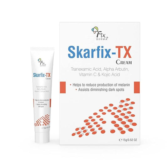 Fixderma 10% Tranexamic Acid + 2% Kojic Acid + 1% Arbutin SKARFIX -TX Face Cream | Pigmentation Removal Cream | Uneven Skin Tone, Reduces Dark Spots and Blemishes - 15 gm