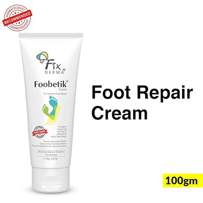 Fixderma Foobetik Cream, Foot cream, Foot care, For Dry & Cracked Feet, Moisturizes & Soothes Feet, Heel Repair, For Calloused, or Chapped Skin, Paraben Free 100gm