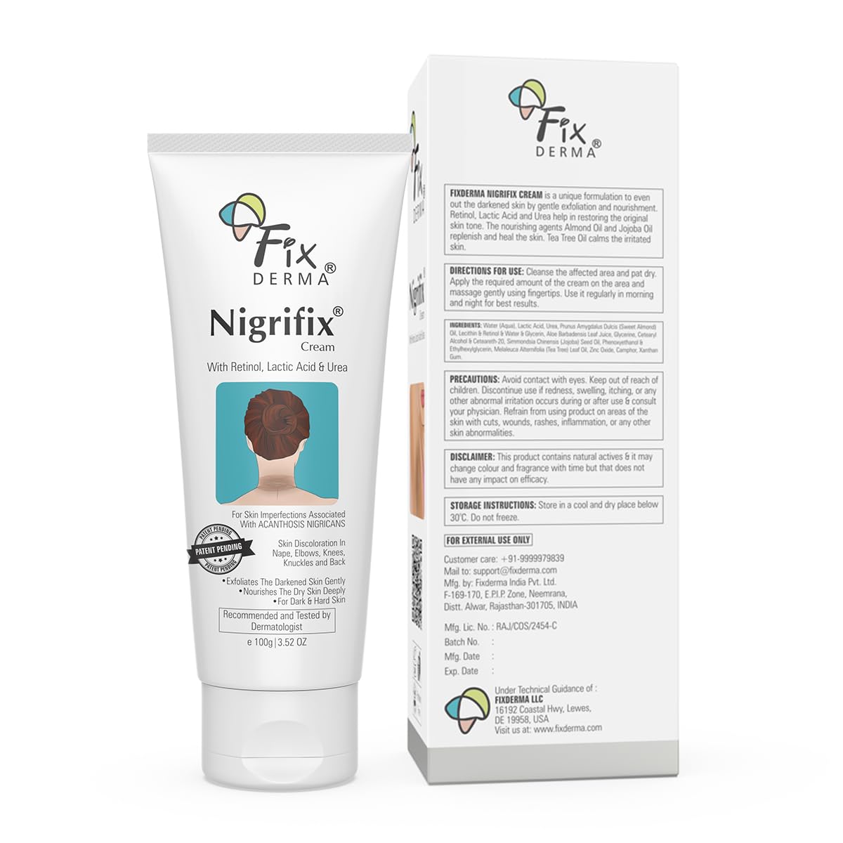 Fixderma Nigrifix cream for Acanthosis Nigricans | For Dark Body Parts Like Neck, Knuckles, Armpits, Ankles, Thighs, Elbows | Exfoliant- 100g