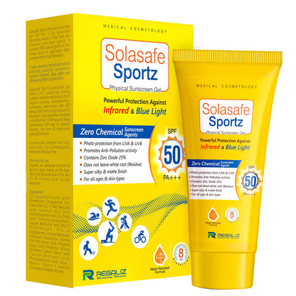 regaliz Solasafe Sportz Physical Sunscreen Gel SPF 50+ PA+++ 50g