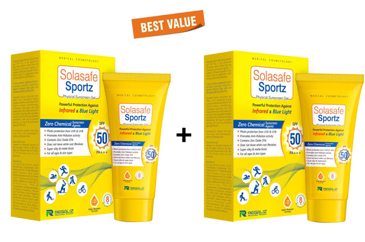 Regaliz Solasafe Sportz Physical Sunscreen Gel SPF 50+ PA+++ (Pack Of 2*50Gm)