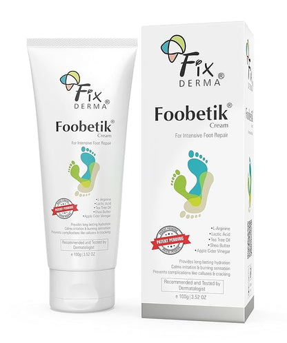 Fixderma Foobetik Cream, Foot cream, Foot care, For Dry & Cracked Feet, Moisturizes & Soothes Feet, Heel Repair, For Calloused, or Chapped Skin, Paraben Free 100gm