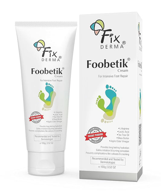 Fixderma Foobetik Cream, Foot cream, Foot care, For Dry & Cracked Feet, Moisturizes & Soothes Feet, Heel Repair, For Calloused, or Chapped Skin, Paraben Free 100gm