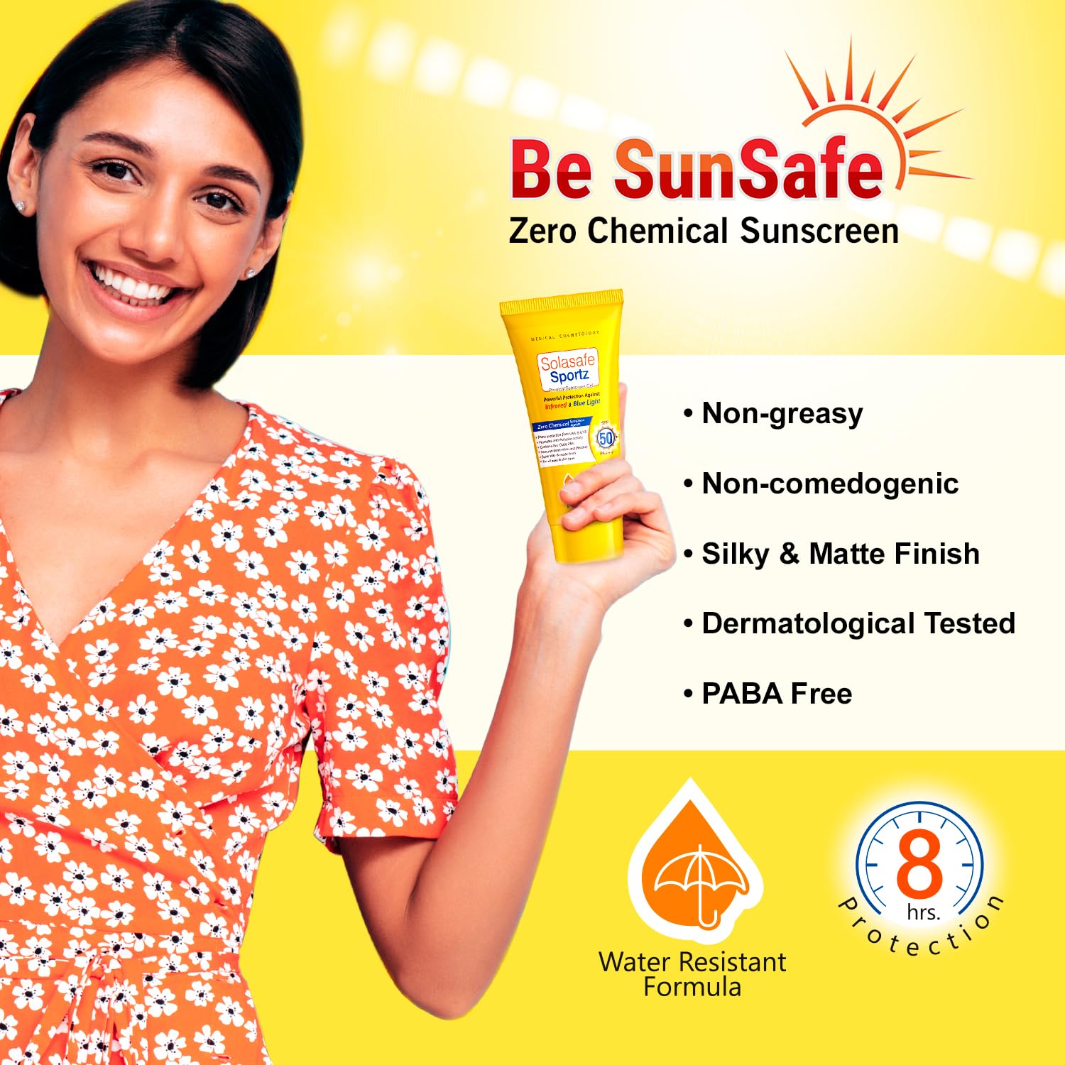 Solasafe Sportz Physical Sunscreen Gel SPF 50+ PA 50Gm