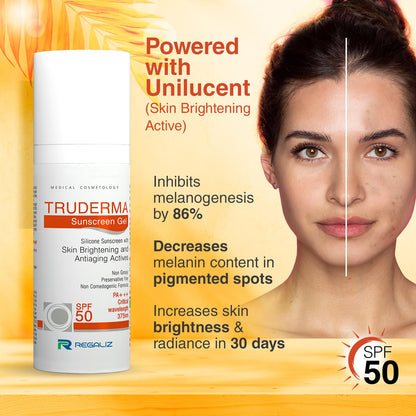 REGALIZ Truderma Silicone Sunscreen Gel SPF 50+ | Broad Spectrum UVA & UVB Protection (Pack Of 2*50Gm)