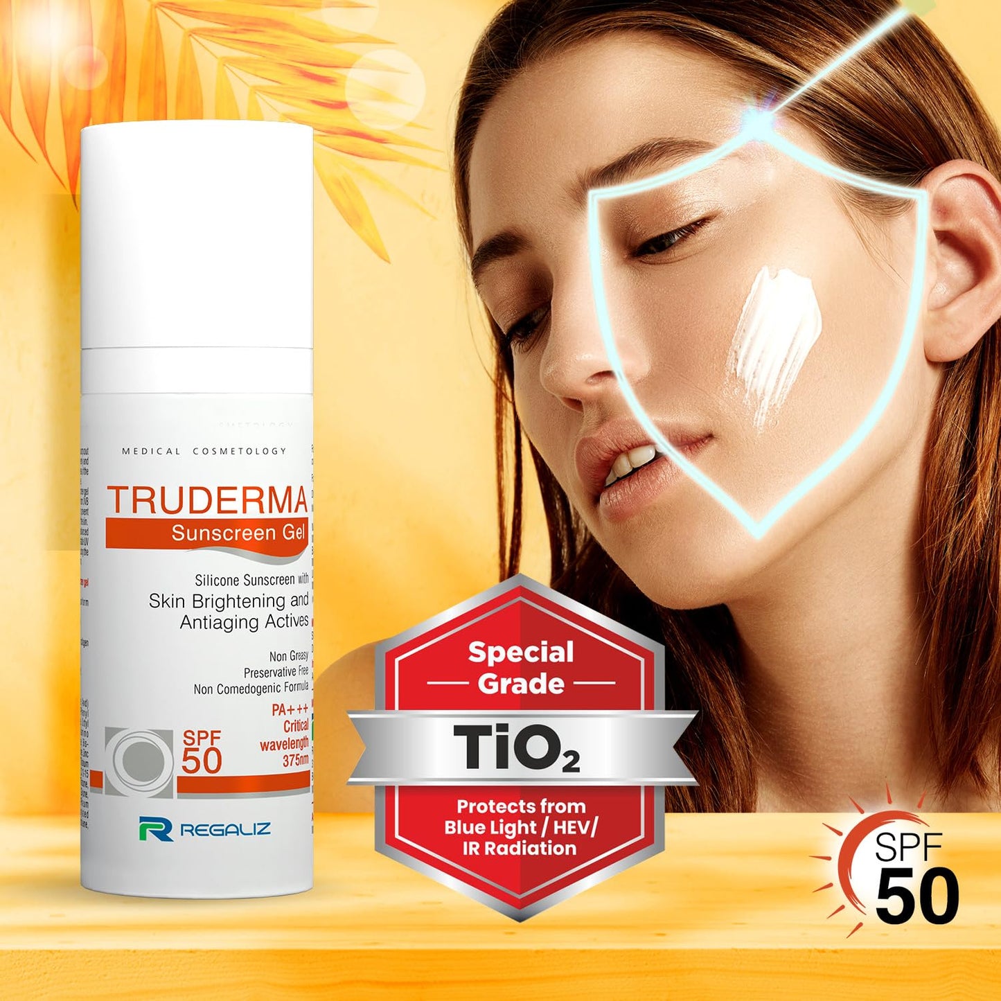 REGALIZ Truderma Silicone Sunscreen Gel SPF 50+ | Broad Spectrum UVA & UVB Protection (Pack Of 2*50Gm)