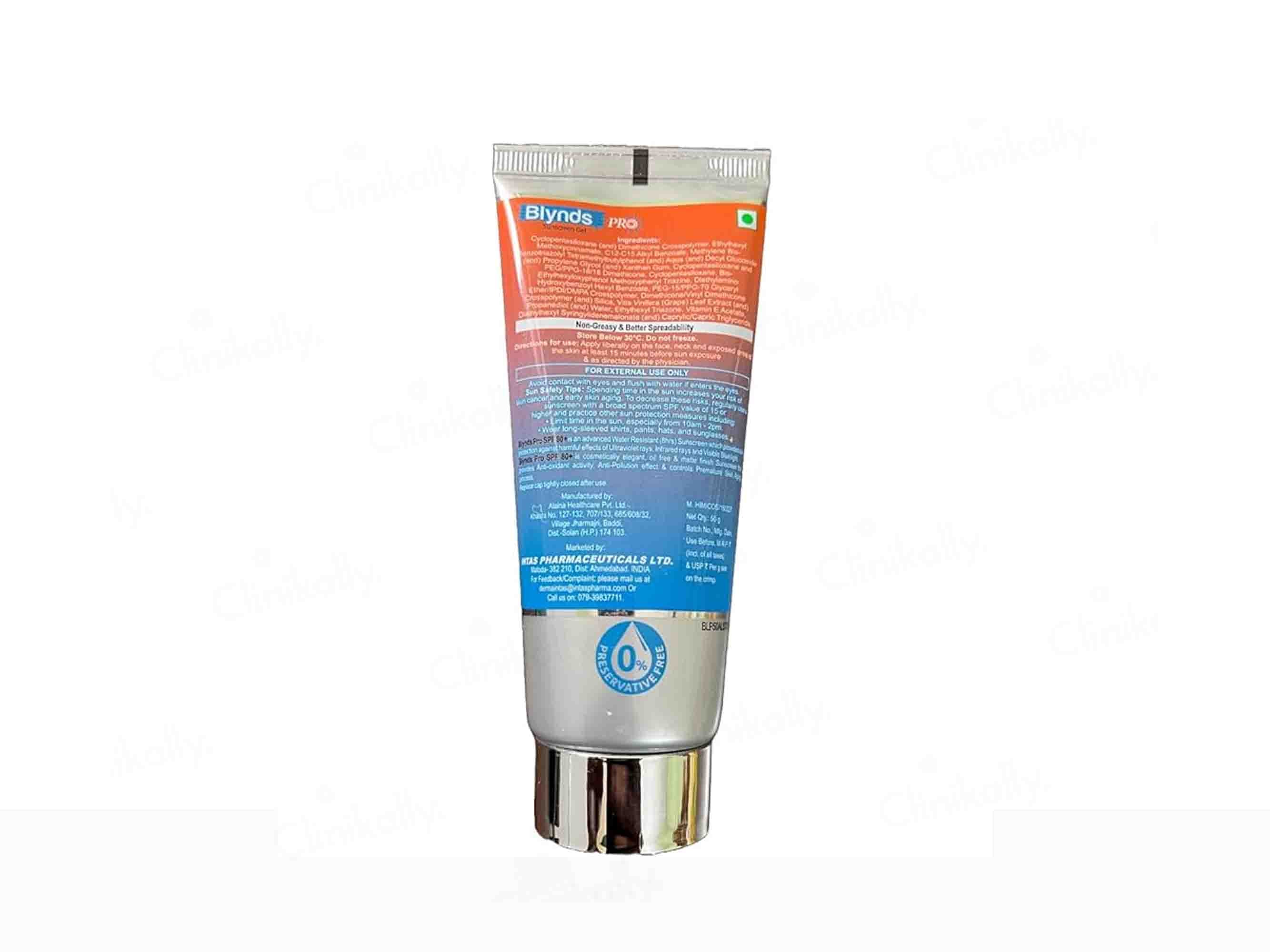 Blynds Pro Sunscreen Gel SPF 80+ PA+++ 50Gm