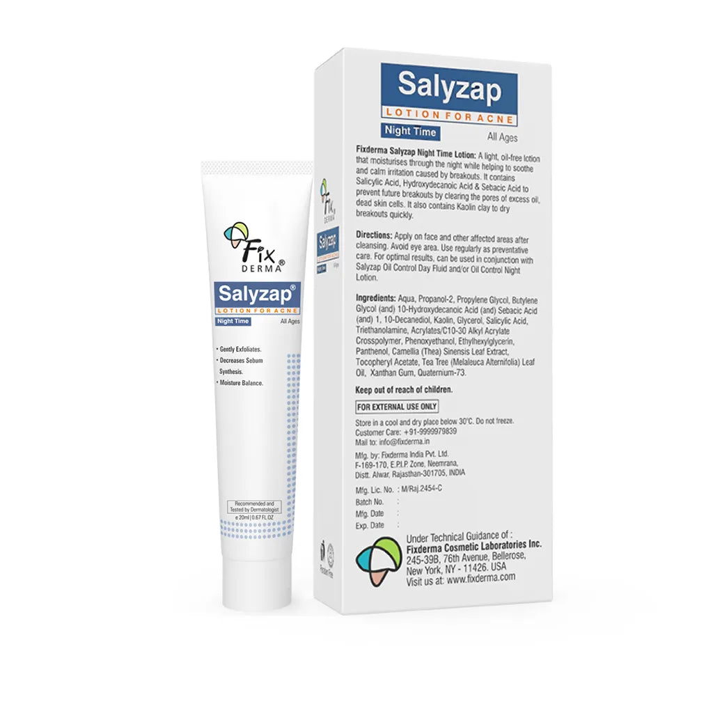 Fixderma Salyzap Lotion For Acne Night Time 20Ml Pack Of 2