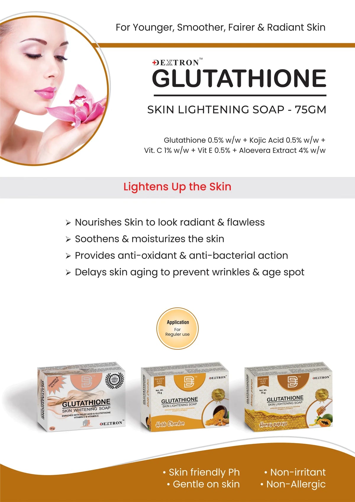 Glutathione Skin Lightening Soap Haldi Chandan 75gm