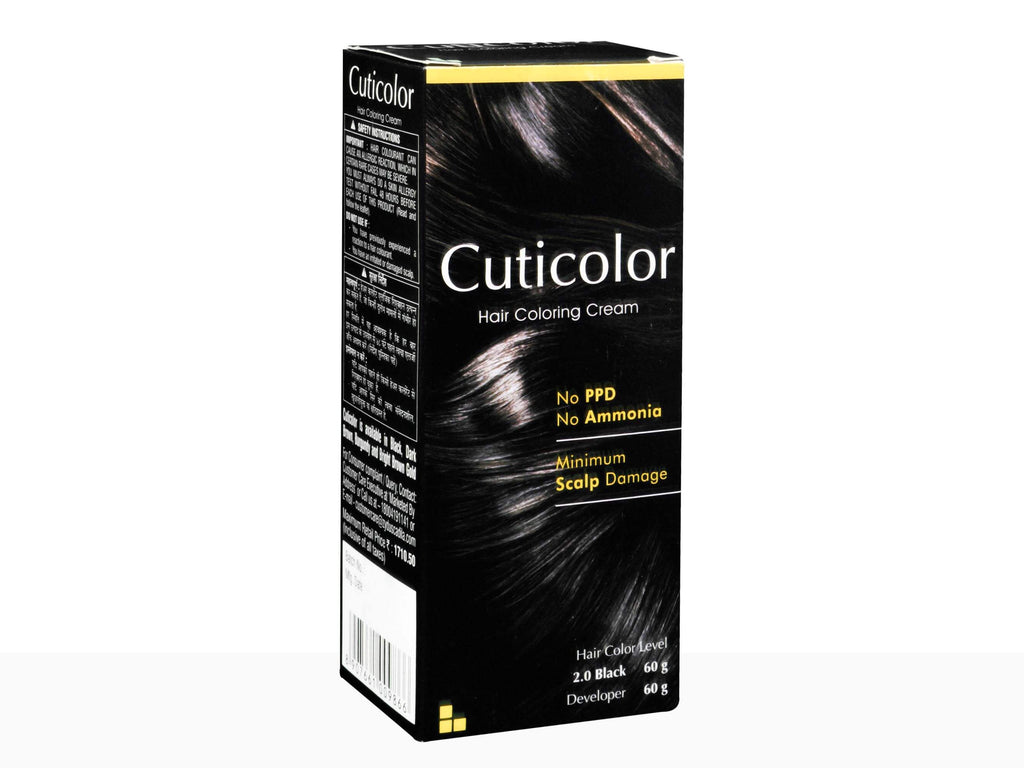Cuticolor Hair Coloring Cream Black 2.0 (120Gm)