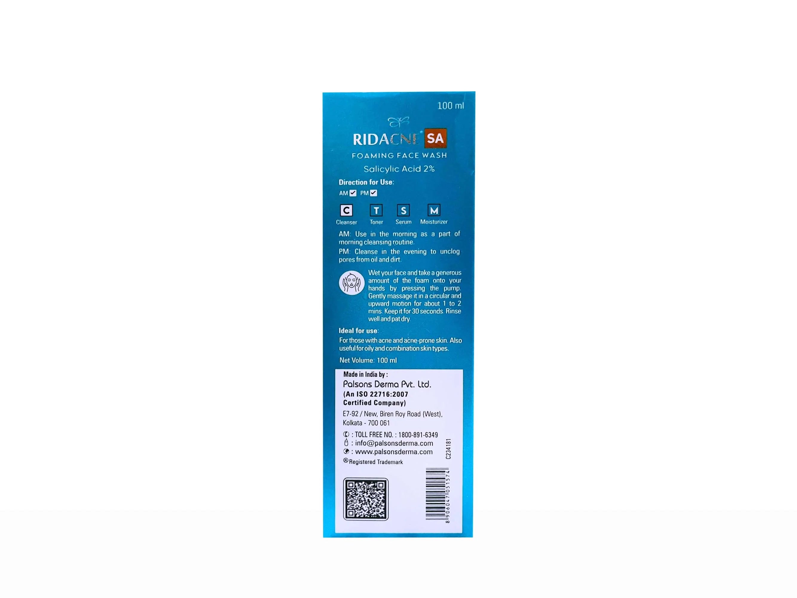 Ridacne SA Foaming Face Wash 100Ml Pack Of 2