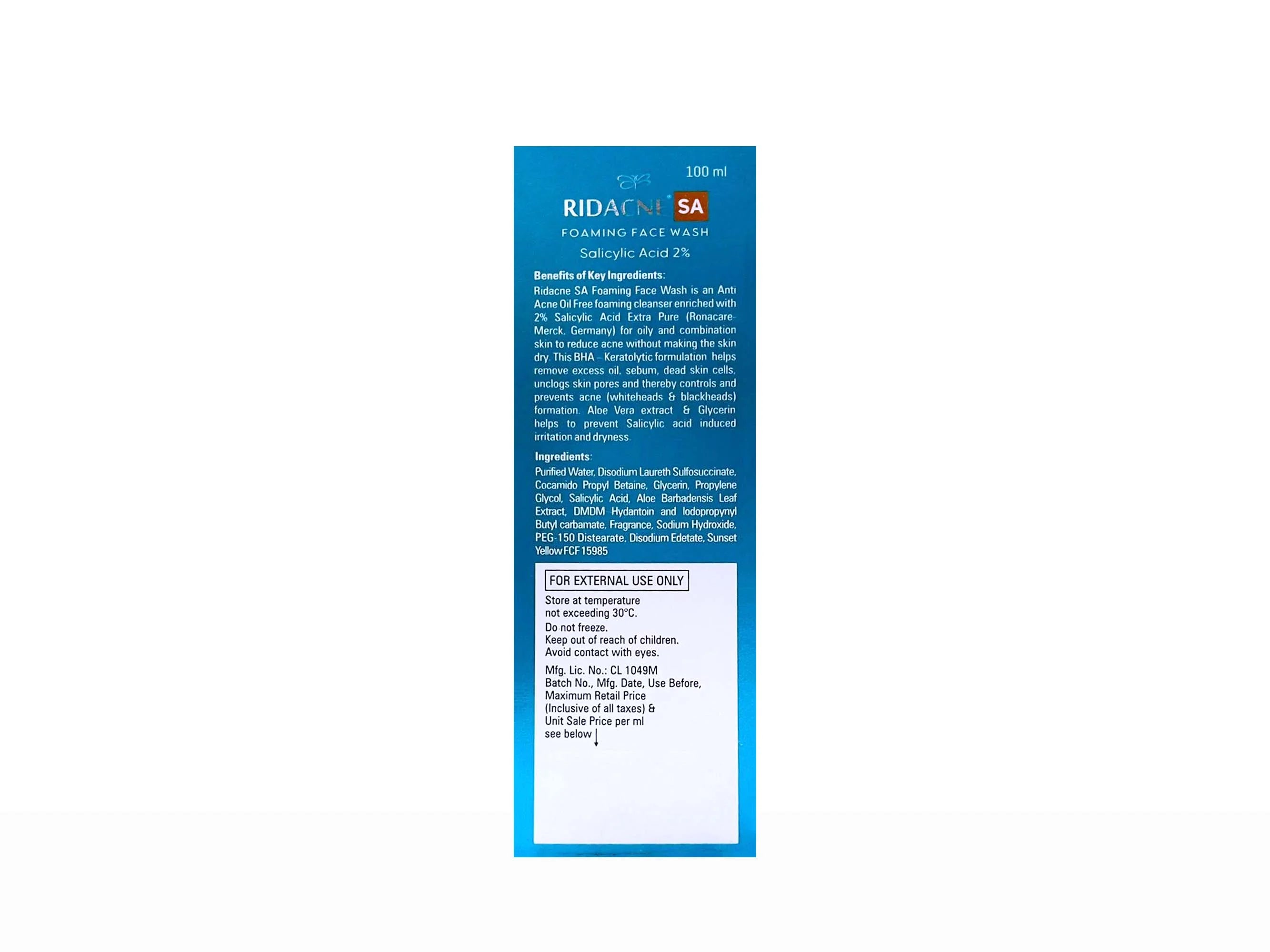 Ridacne SA Foaming Face Wash 100Ml Pack Of 2