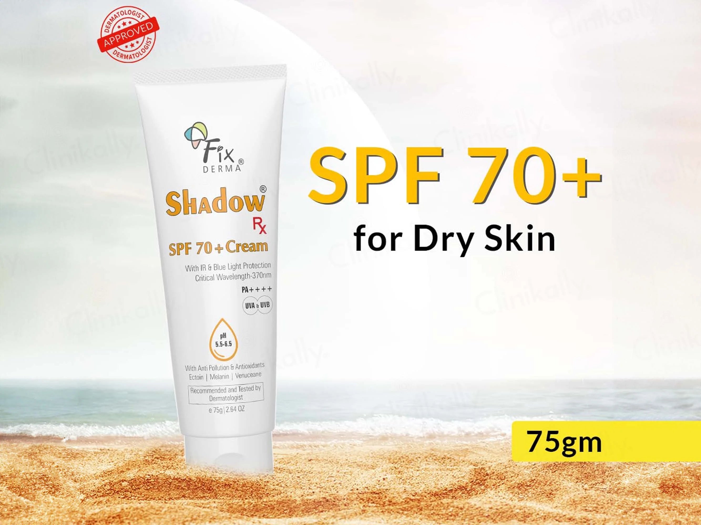 Fixderma Shadow Rx Sunscreen Cream SPF 70+ PA++++ 75Gm