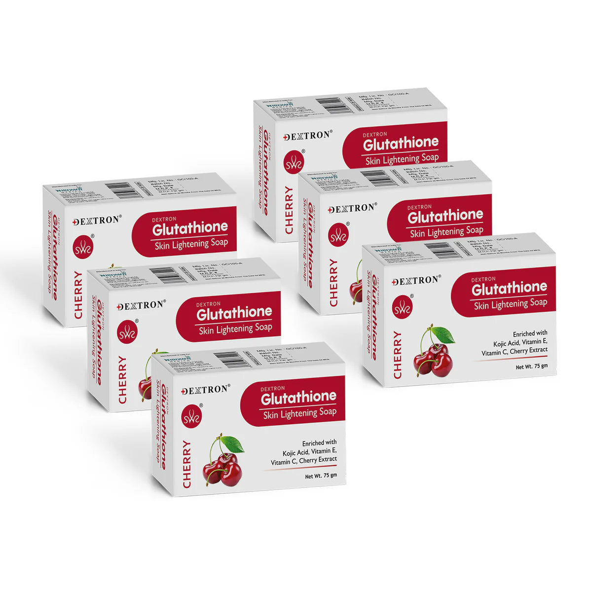 Glutathione Skin Lightening Soap Cherry 75gm pack Of 6