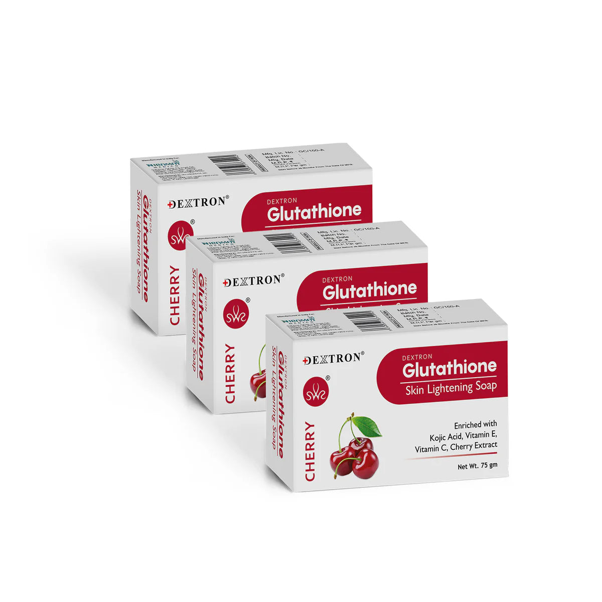 Glutathione Skin Lightening Soap Cherry 75gm pack Of 3