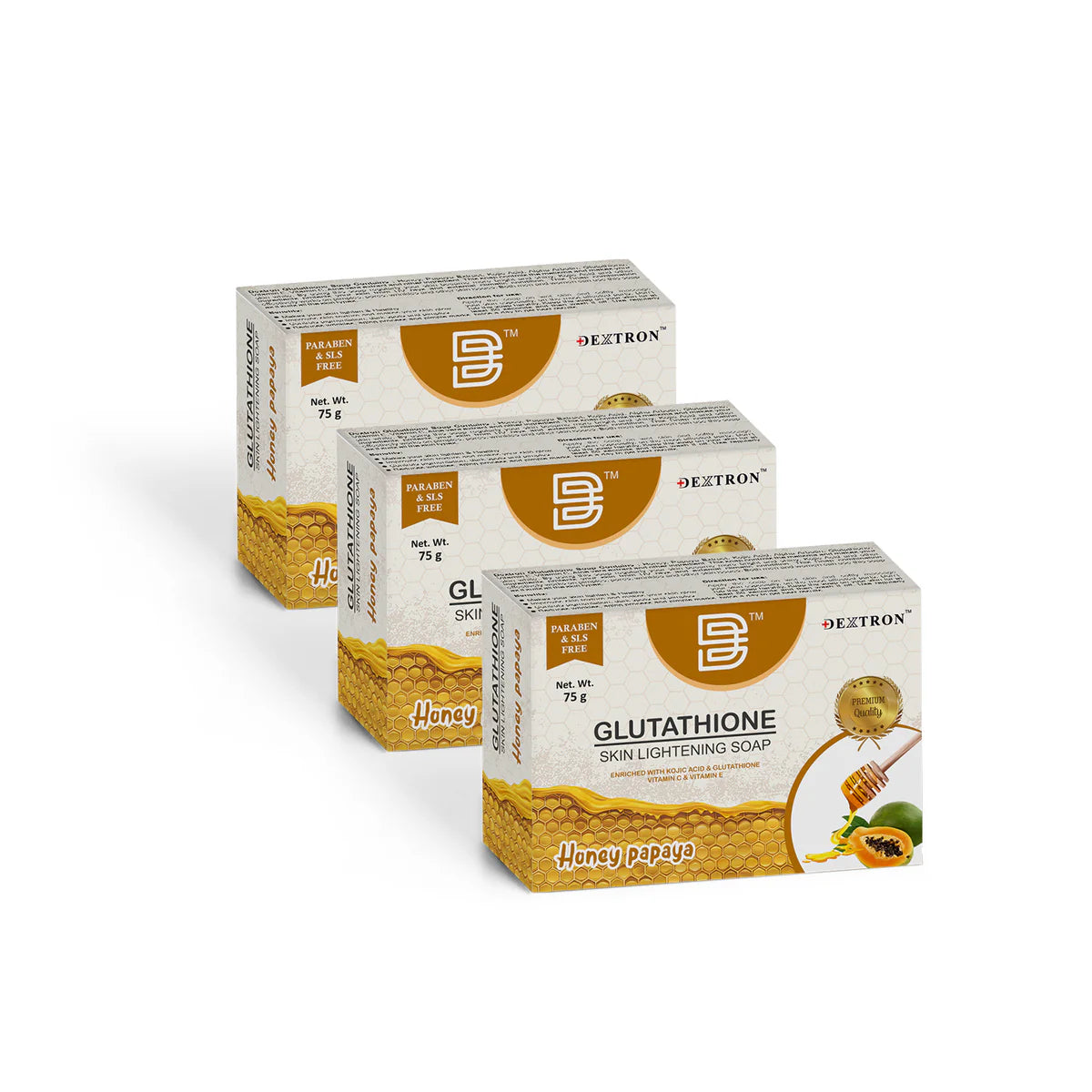 Glutathione Skin Lightening Honey Papaya Soap 75gm Pack Of 3