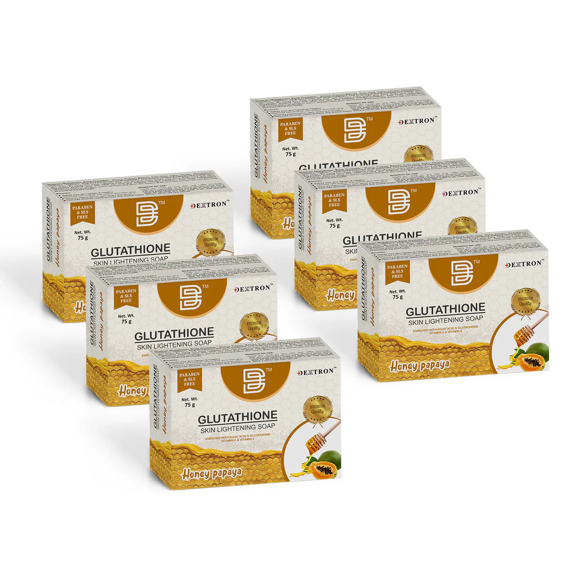 Glutathione Skin Lightening Honey Papaya Soap 75gm Pack Of 6