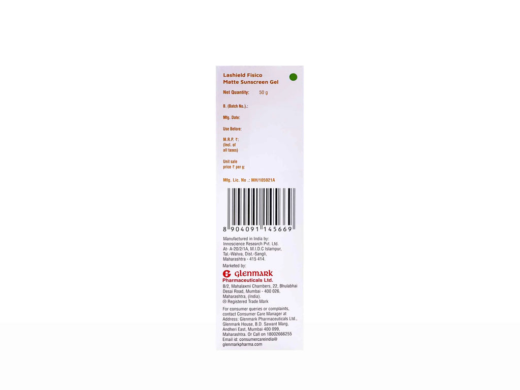 La Shield Fisico Matte Sunscreen Gel SPF 50 PA+++ 50Gm