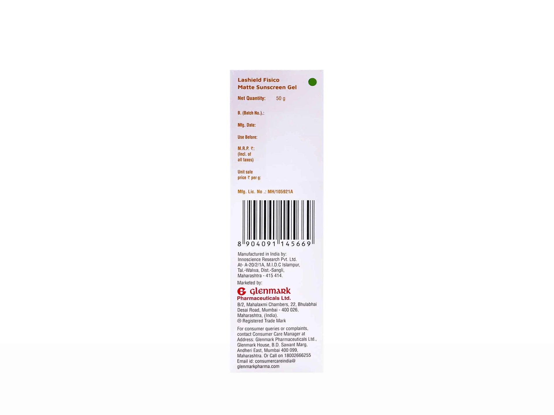 La Shield Fisico Matte Sunscreen Gel SPF 50 PA 50Gm