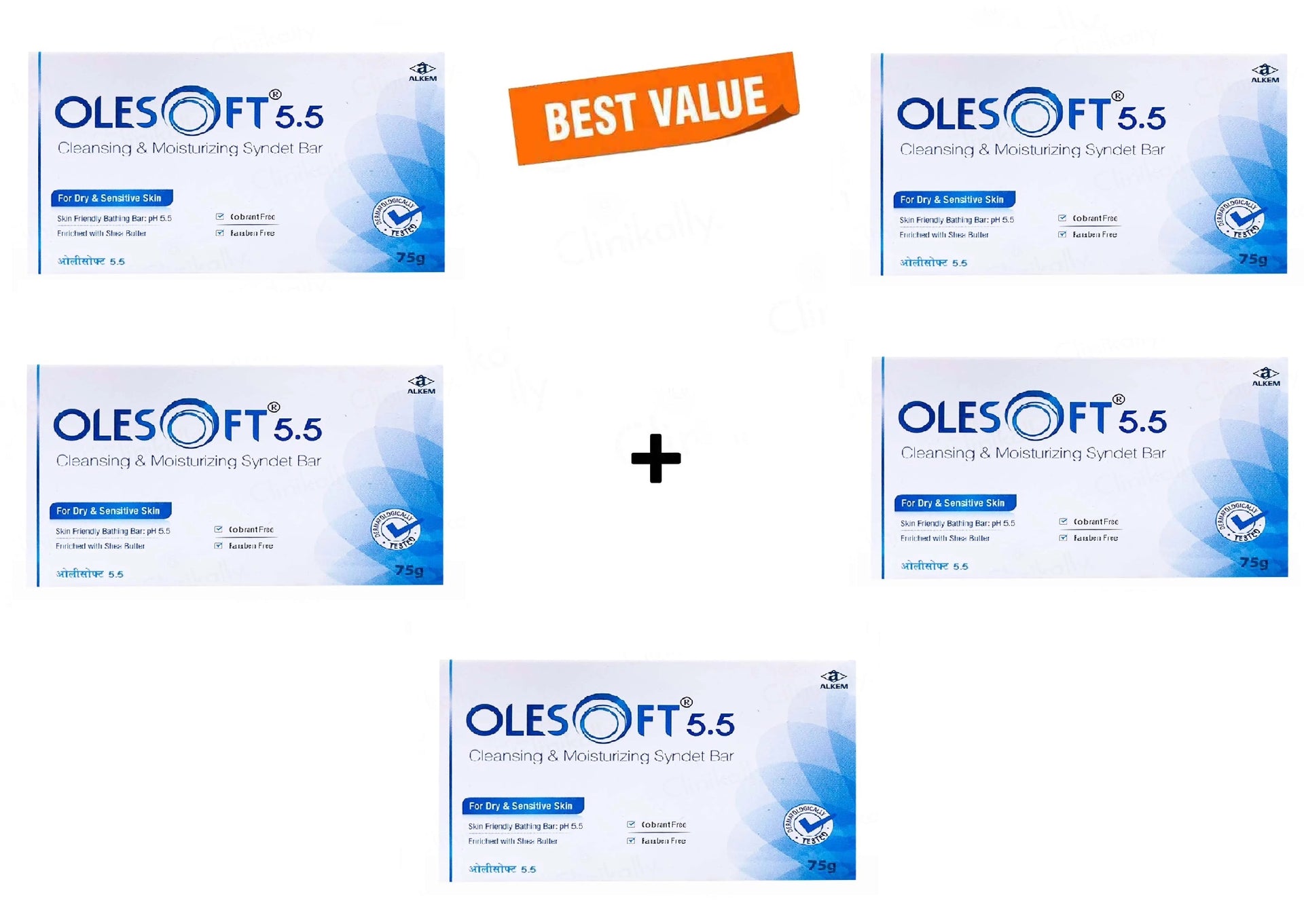 Olesoft 5.5 Syndet Bar 75Gm Pack Of 5
