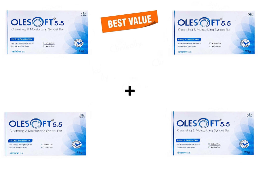 Olesoft 5.5 Cleansing & Moisturizing Syndet Bar 75Gm Pack Of 4