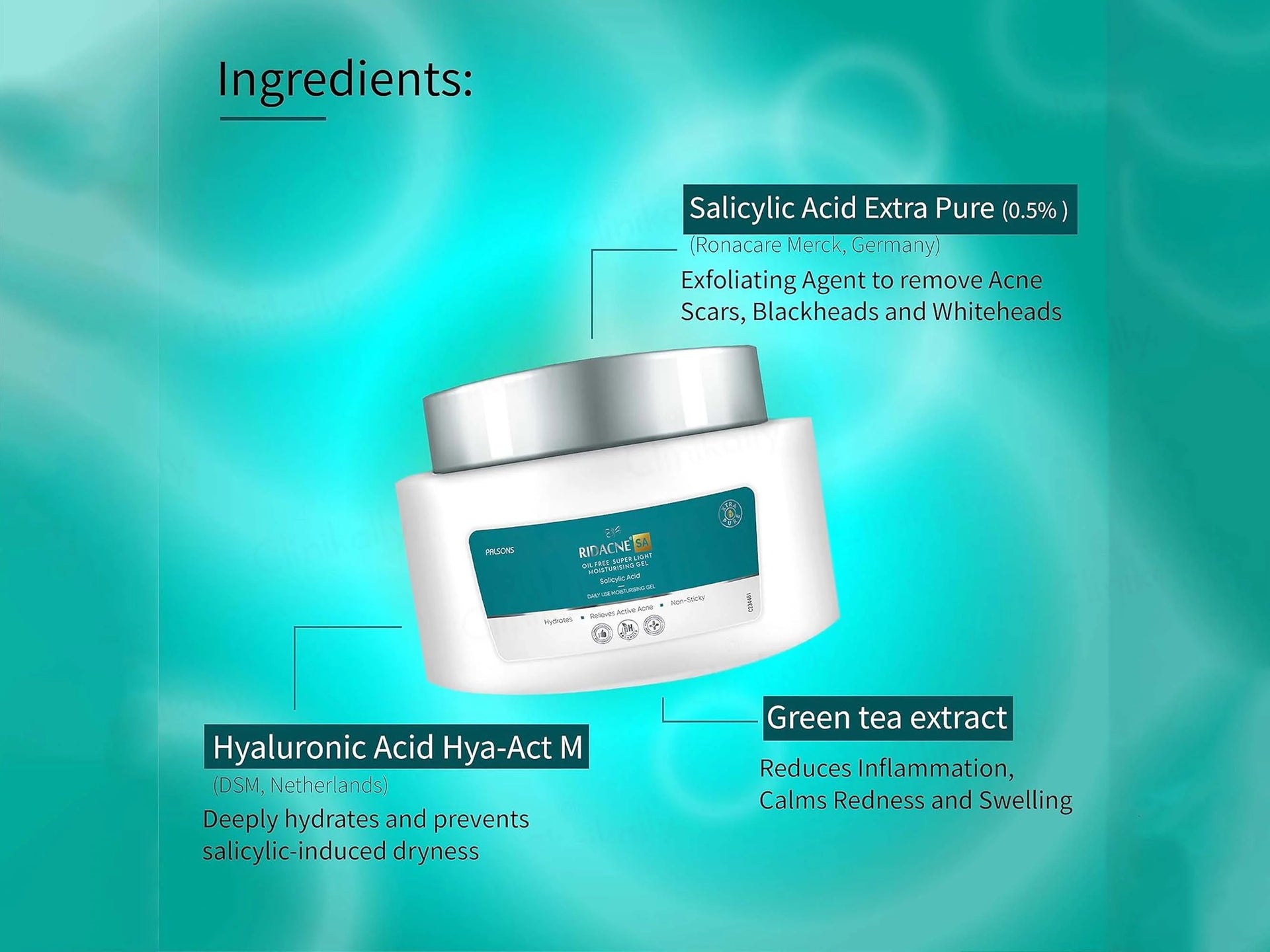 Ridacne SA Oil Free Super Light Moisturising Gel 40Gm