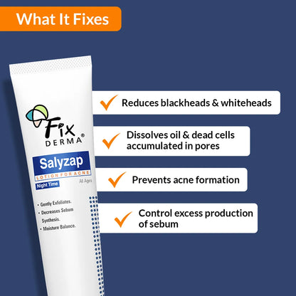 Fixderma Salyzap Lotion For Acne Night Time 20Ml Pack Of 2