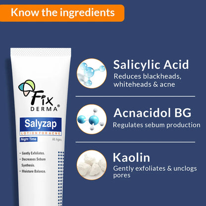 Fixderma Salyzap Lotion For Acne Night Time 20Ml Pack Of 2