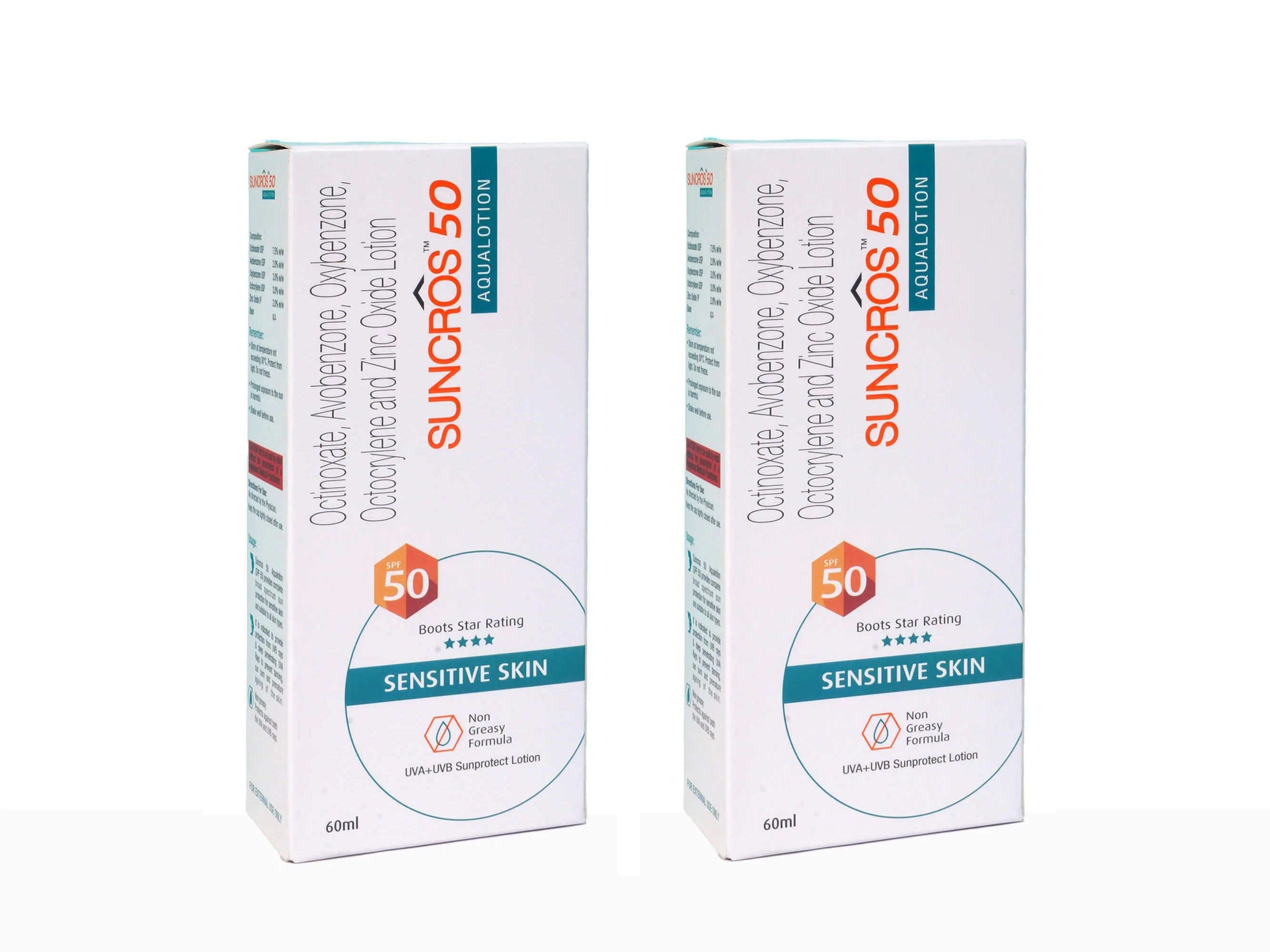 Suncros Aqua Lotion SPF 50 (60Ml) Pack Of 2