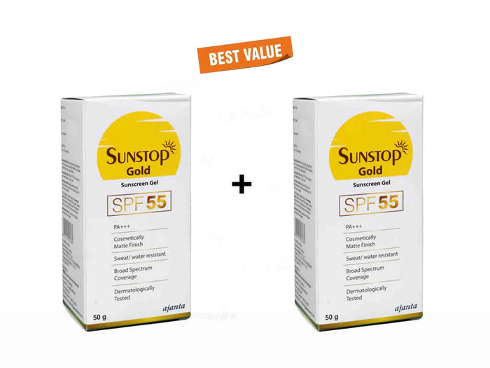 Sunstop Gold SPF 55 Sunscreen Gel Matte Finish 50 gm PACK OF 2