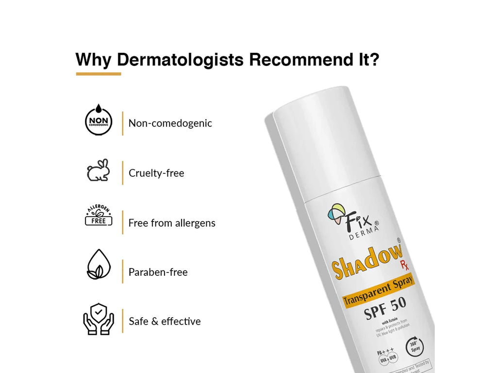 Fixderma Shadow Rx Transparent Spray Sunscreen SPF 50 PA+++ 30Gm Pack Of 2