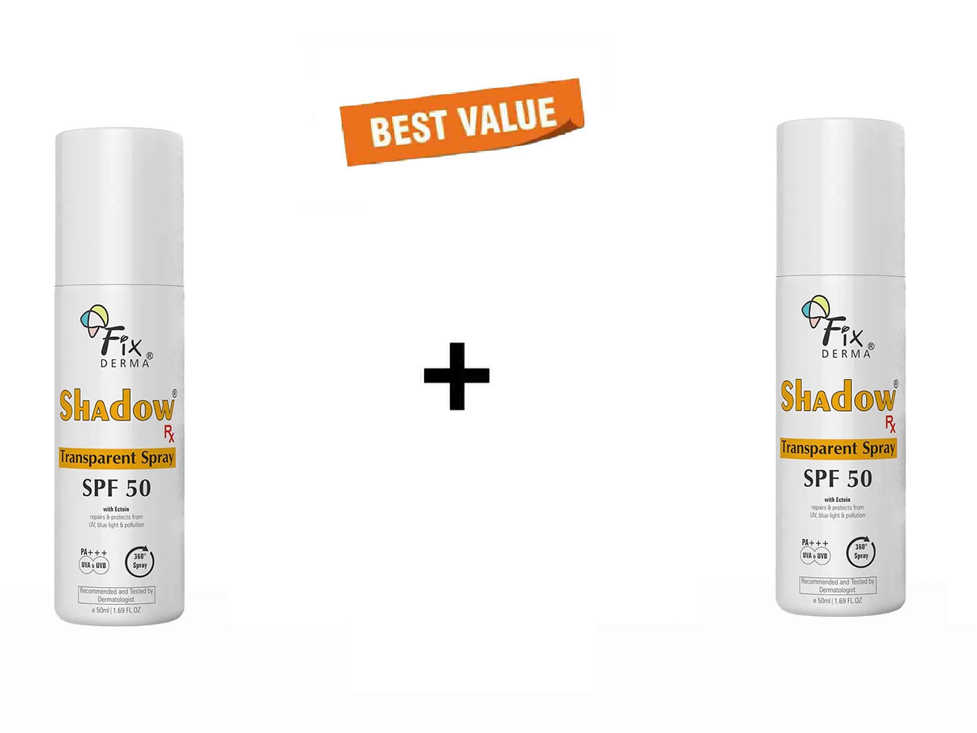 Fixderma Shadow Rx Transparent Spray Sunscreen SPF 50 PA+++ 30Gm Pack Of 2