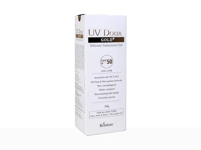 UV Doux Gold Silicone Sunscreen Gel SPF 50 PA 50Gm