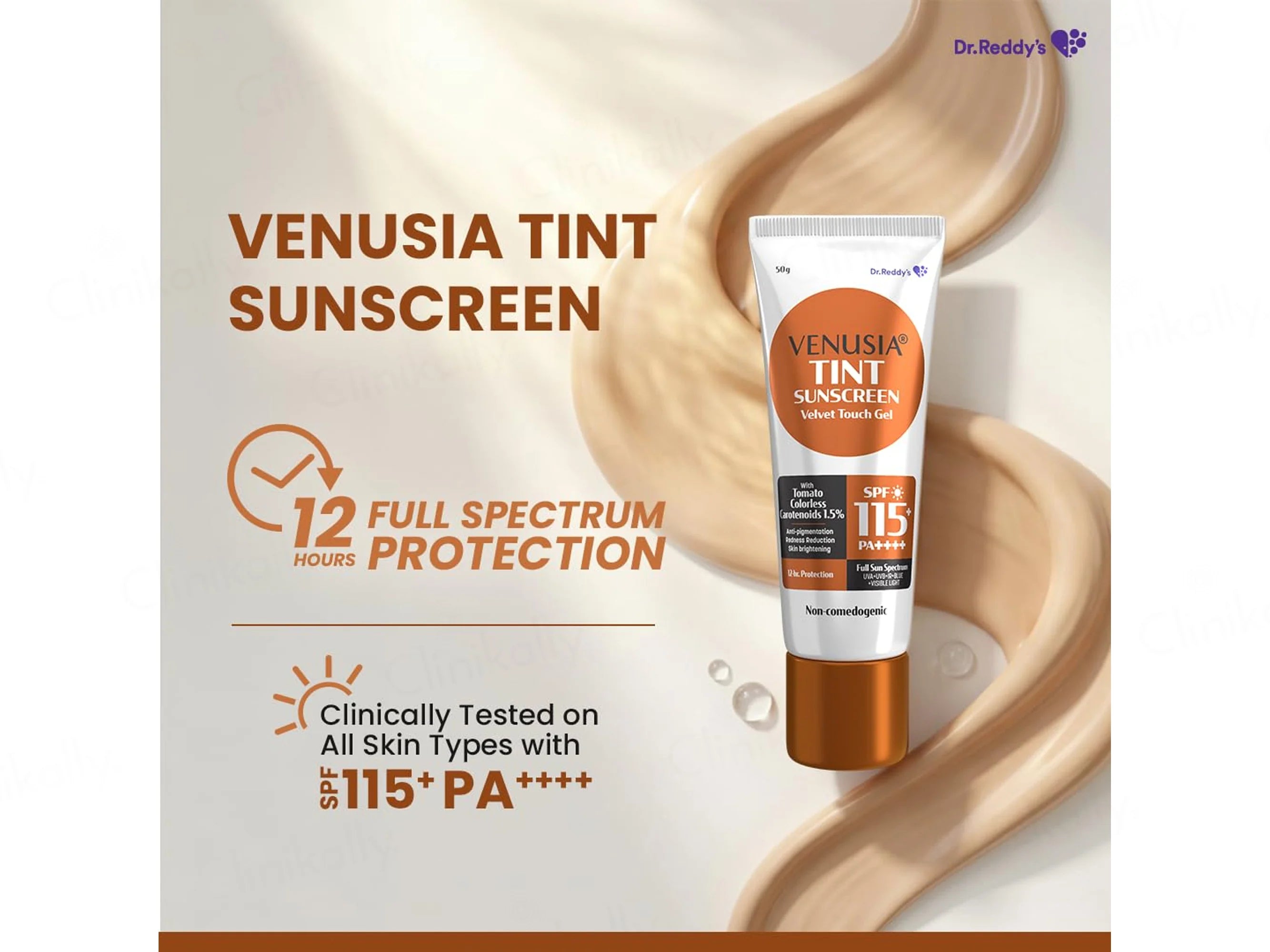 Venusia Sun Tint Velvet Touch Sunscreen Gel SPF 115+ PA++++ 50Gm