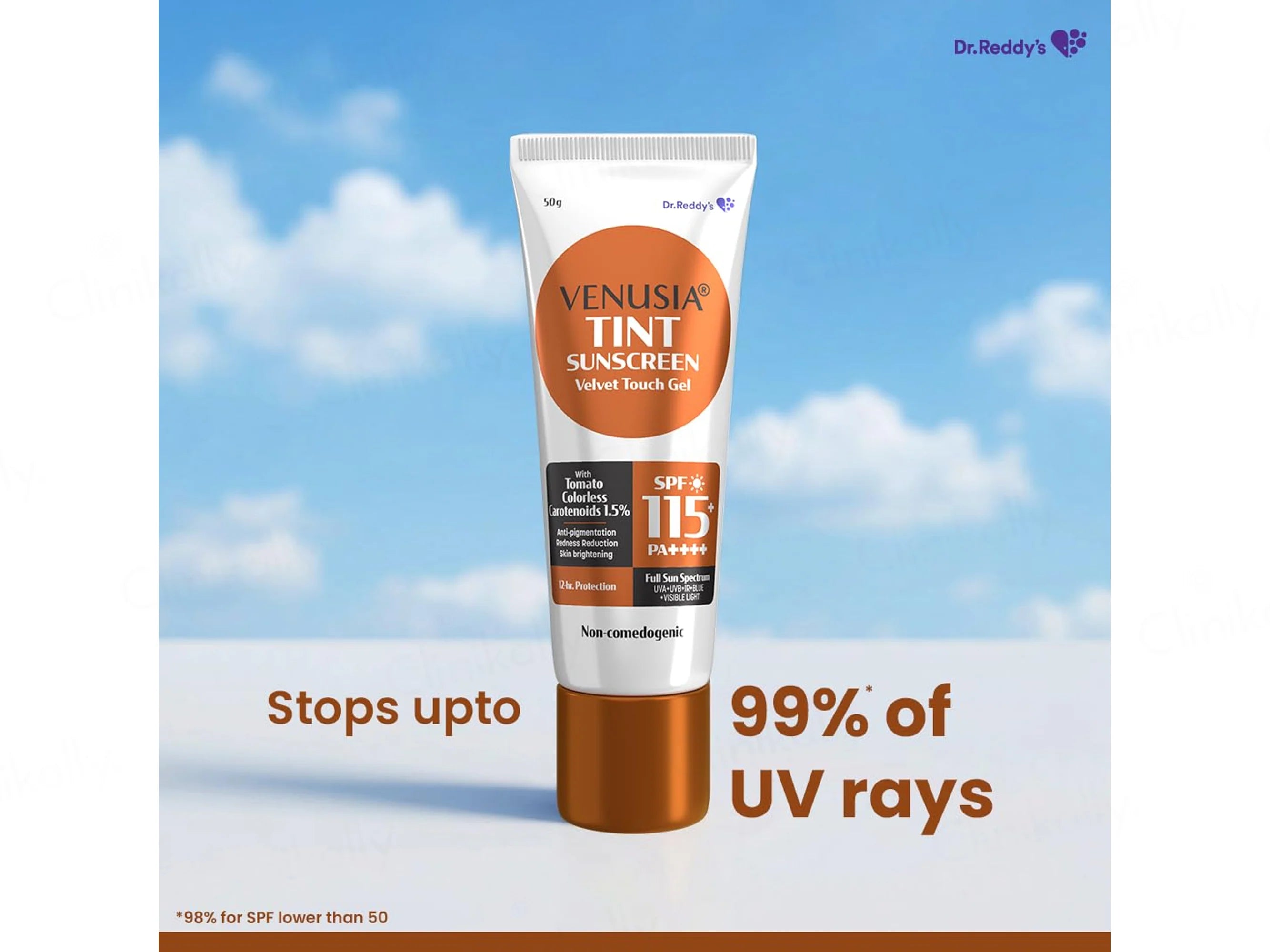 Venusia Sun Tint Velvet Touch Sunscreen Gel SPF 115+ PA++++ 50Gm