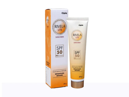 Cipla Rivela Lite Weightless Mousse Broad Spectrum UVA/UVB Sunscreen | SPF 50 60G