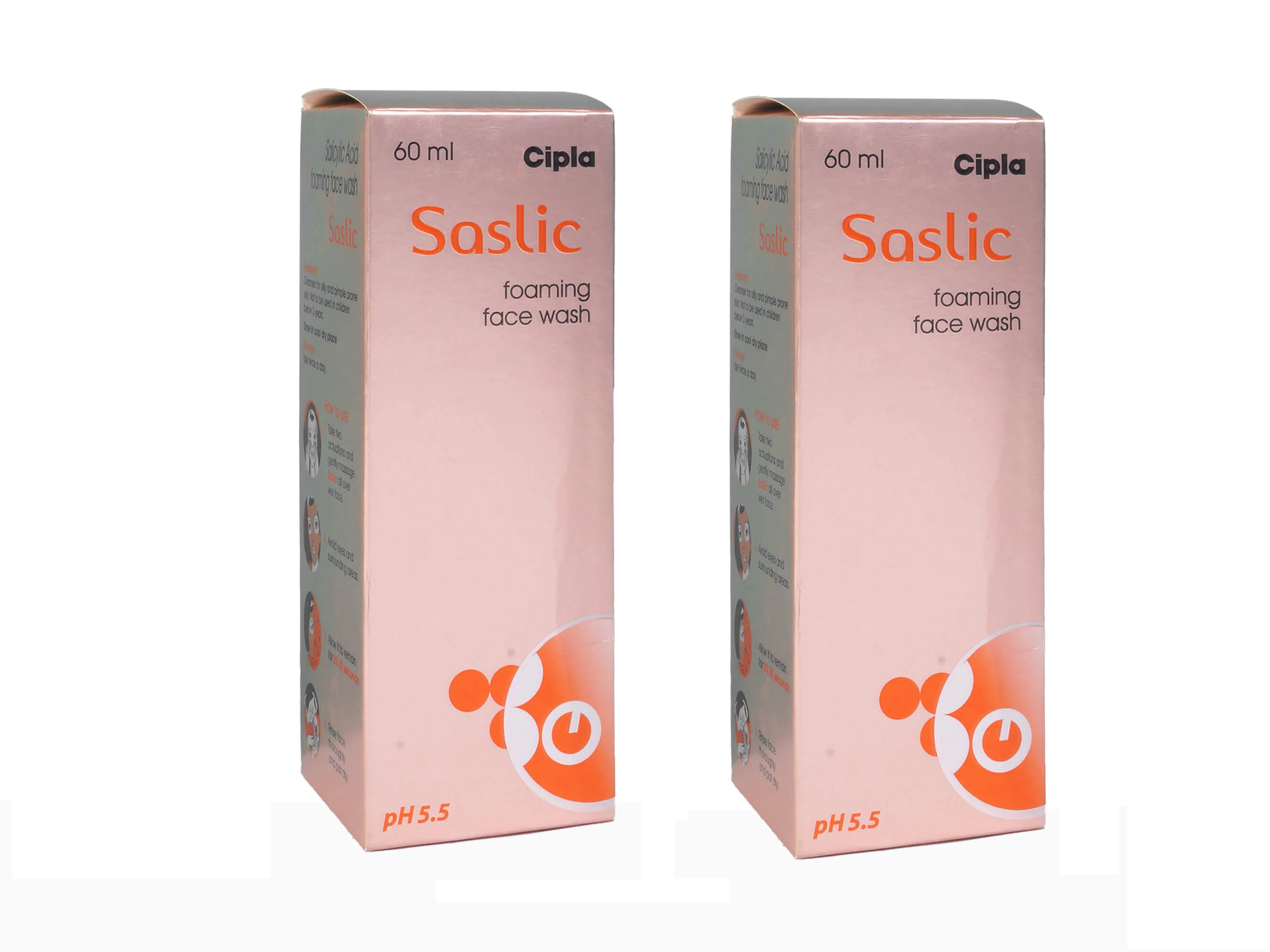 Saslic Foaming Face Wash 60Ml (Pack Of 2)