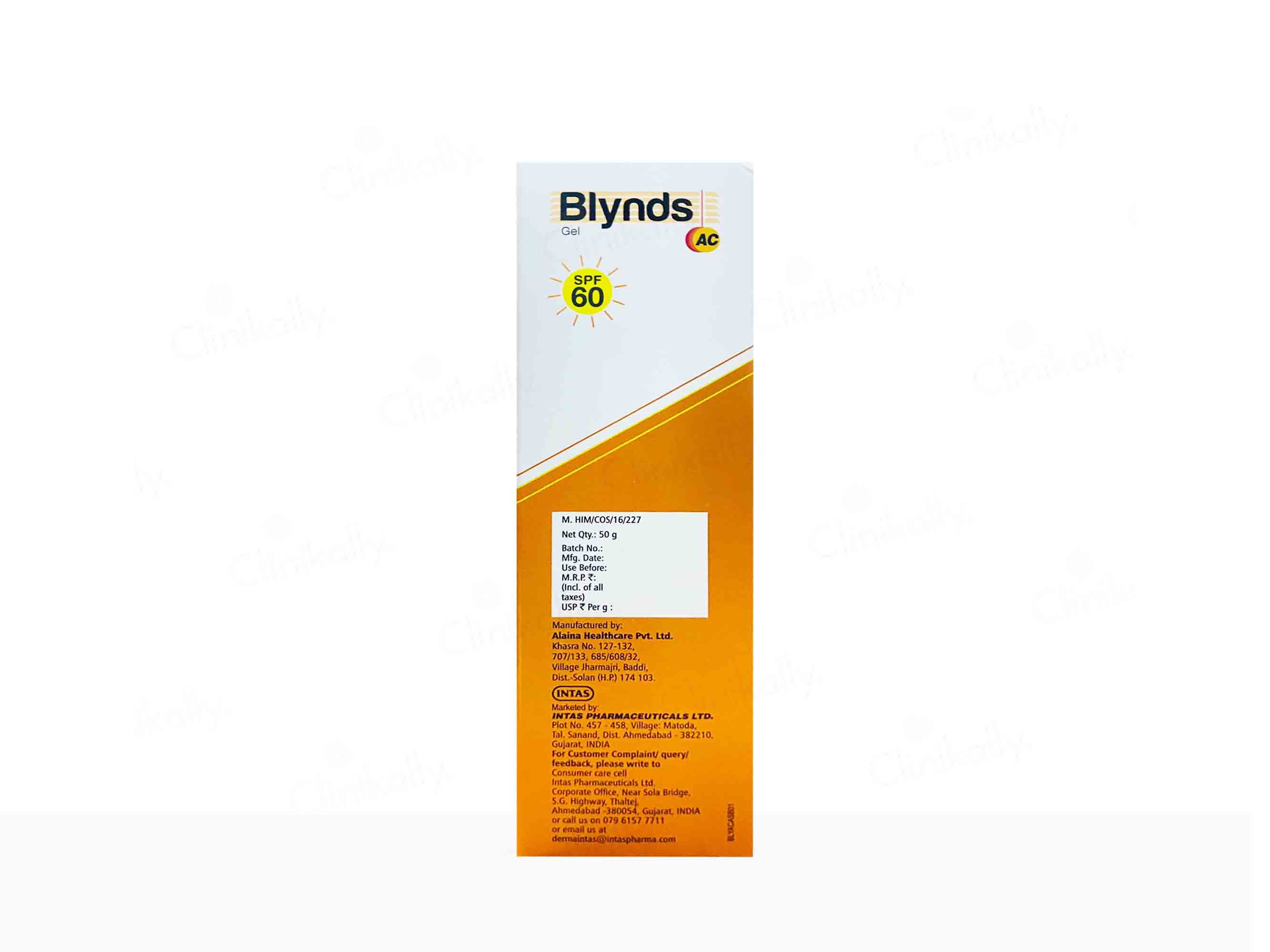 Blynds AC Sunscreen Gel SPF 60+ PA+++ 60Gm